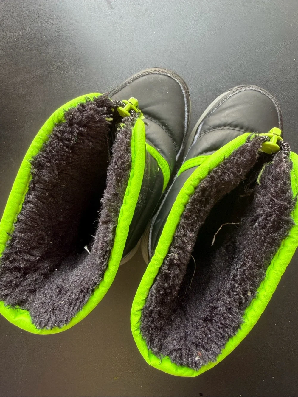 Toddler Black and Neon Green Winter Boots